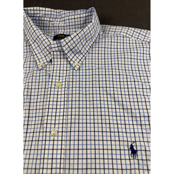Polo Ralph Lauren Performance Button Down Shirt 2XLT Blue Plaid - Picture 1 of 12